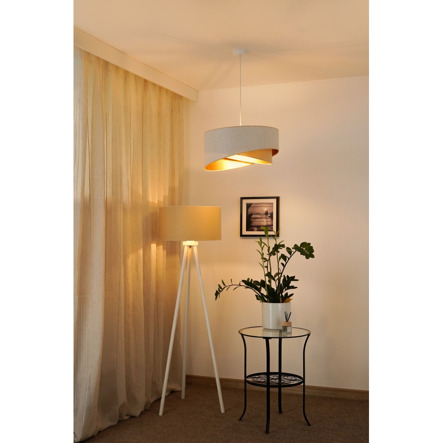 Brilagi - LED luster na sajli LYRA 1xE27/15W/230V bela/bež/zlatna