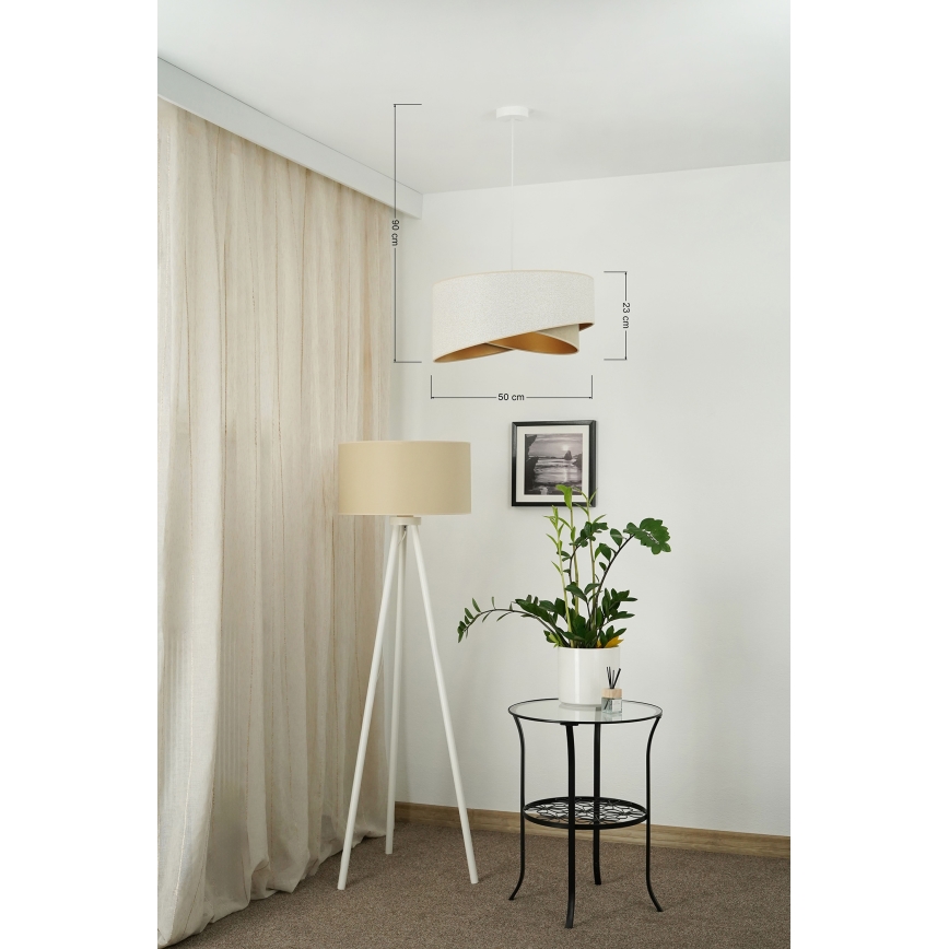 Brilagi - LED luster na sajli LYRA 1xE27/15W/230V bela/bež/zlatna