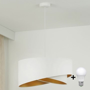 Brilagi - LED luster na sajli LYRA 1xE27/15W/230V bela/zlatna