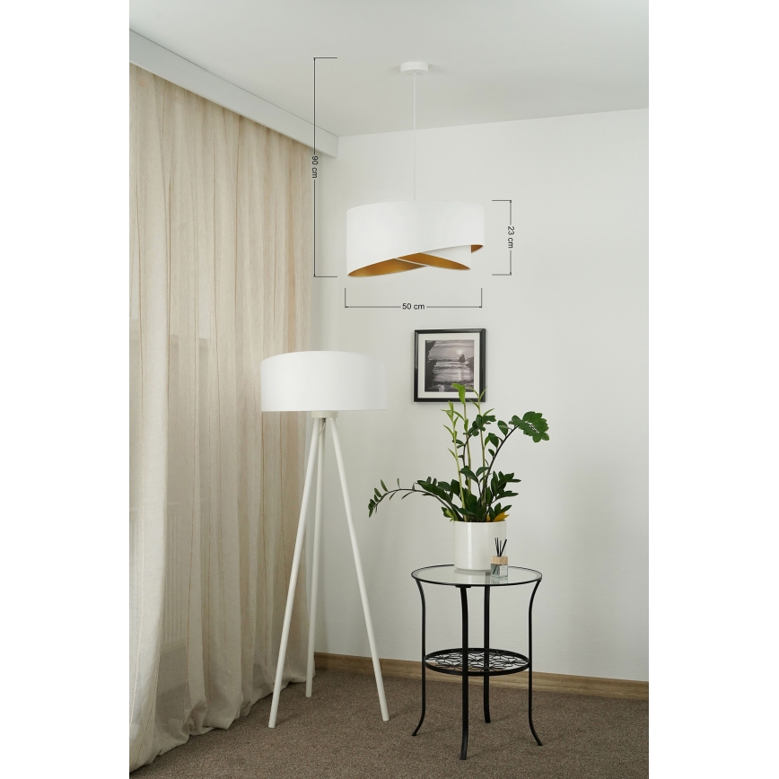 Brilagi - LED luster na sajli LYRA 1xE27/15W/230V bela/zlatna