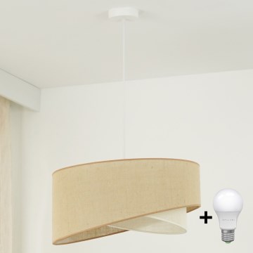 Brilagi - LED luster na sajli LYRA 1xE27/15W/230V bež/kremasta