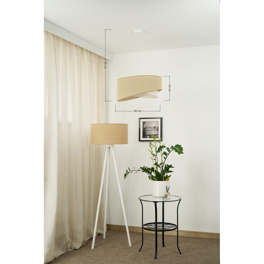 Brilagi - LED luster na sajli LYRA 1xE27/15W/230V bež/kremasta