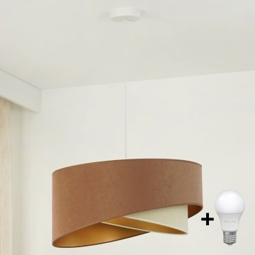 Brilagi - LED luster na sajli LYRA 1xE27/15W/230V braon/kremasta/zlatna