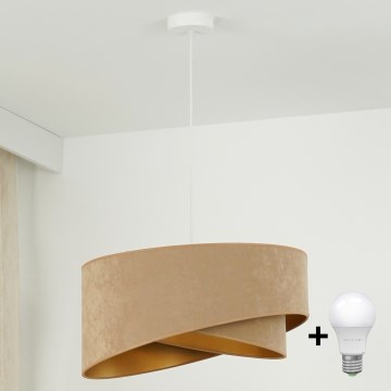 Brilagi - LED luster na sajli LYRA 1xE27/15W/230V braon/zlatna