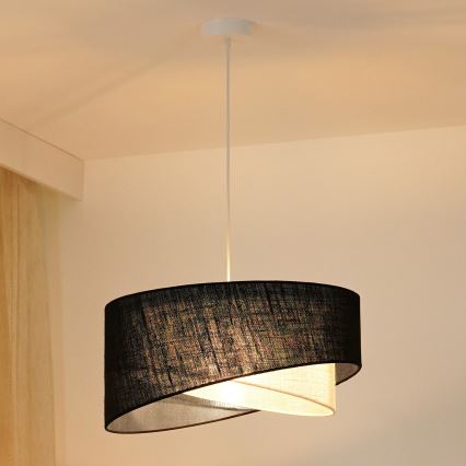 Brilagi - LED luster na sajli LYRA 1xE27/15W/230V crno/kremasta