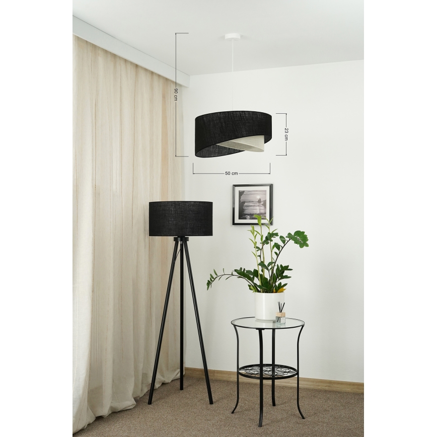 Brilagi - LED luster na sajli LYRA 1xE27/15W/230V crno/kremasta