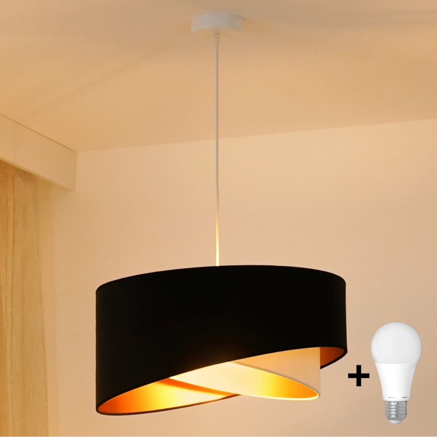 Brilagi - LED luster na sajli LYRA 1xE27/15W/230V crno/kremasta/zlatna