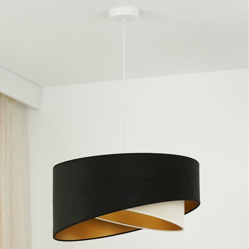 Brilagi - LED luster na sajli LYRA 1xE27/15W/230V crno/kremasta/zlatna