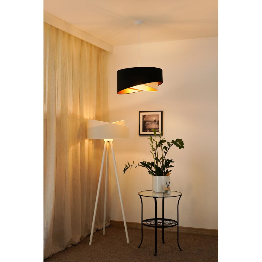 Brilagi - LED luster na sajli LYRA 1xE27/15W/230V crno/kremasta/zlatna