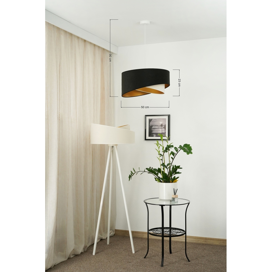 Brilagi - LED luster na sajli LYRA 1xE27/15W/230V crno/kremasta/zlatna