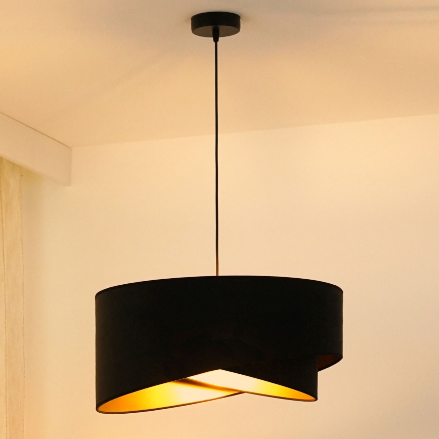 Brilagi - LED luster na sajli LYRA 1xE27/15W/230V crno/zlatna