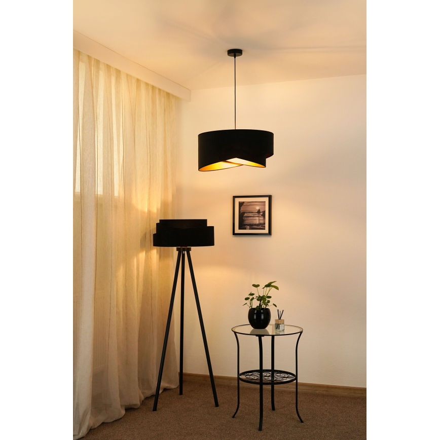 Brilagi - LED luster na sajli LYRA 1xE27/15W/230V crno/zlatna