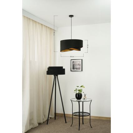 Brilagi - LED luster na sajli LYRA 1xE27/15W/230V crno/zlatna