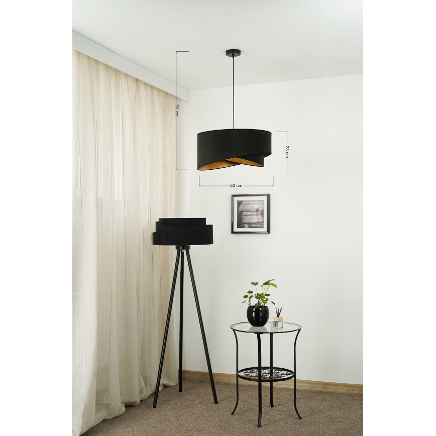 Brilagi - LED luster na sajli LYRA 1xE27/15W/230V crno/zlatna