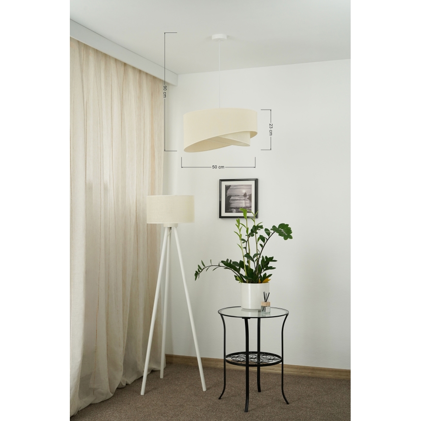 Brilagi - LED luster na sajli LYRA 1xE27/15W/230V kremasta