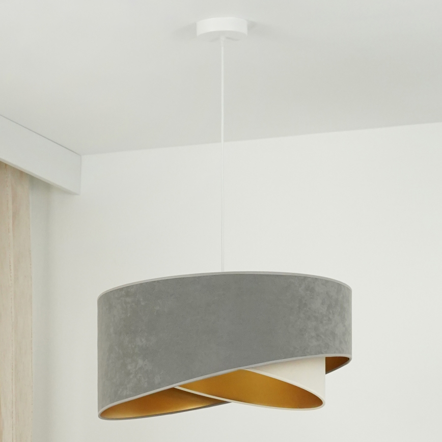 Brilagi - LED luster na sajli LYRA 1xE27/15W/230V siva/krem/zlatna