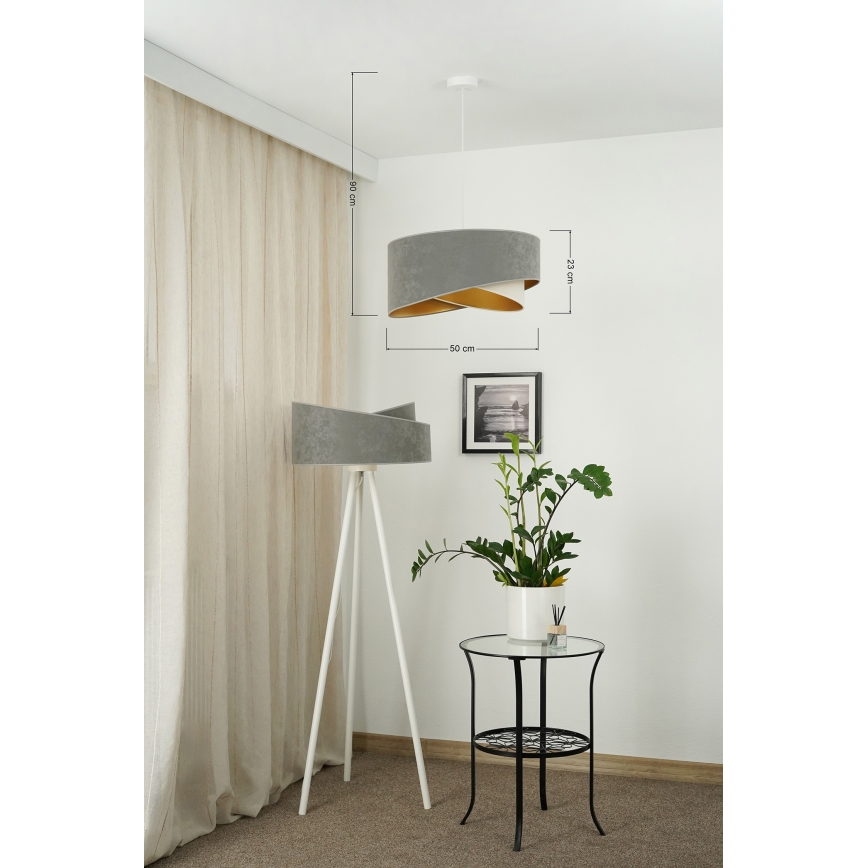 Brilagi - LED luster na sajli LYRA 1xE27/15W/230V siva/krem/zlatna