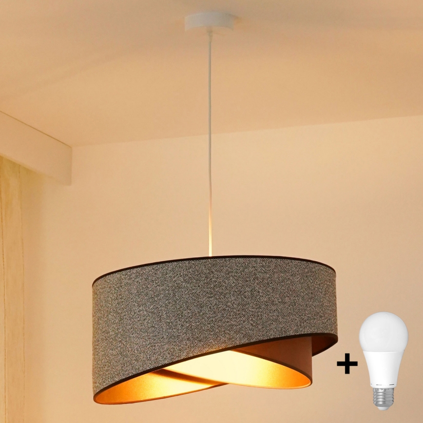 Brilagi - LED luster na sajli LYRA 1xE27/15W/230V siva/krem/zlatna