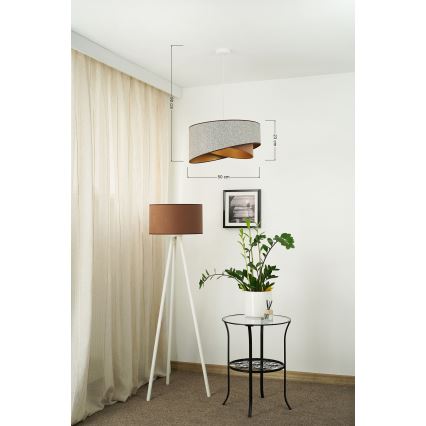 Brilagi - LED luster na sajli LYRA 1xE27/15W/230V siva/krem/zlatna