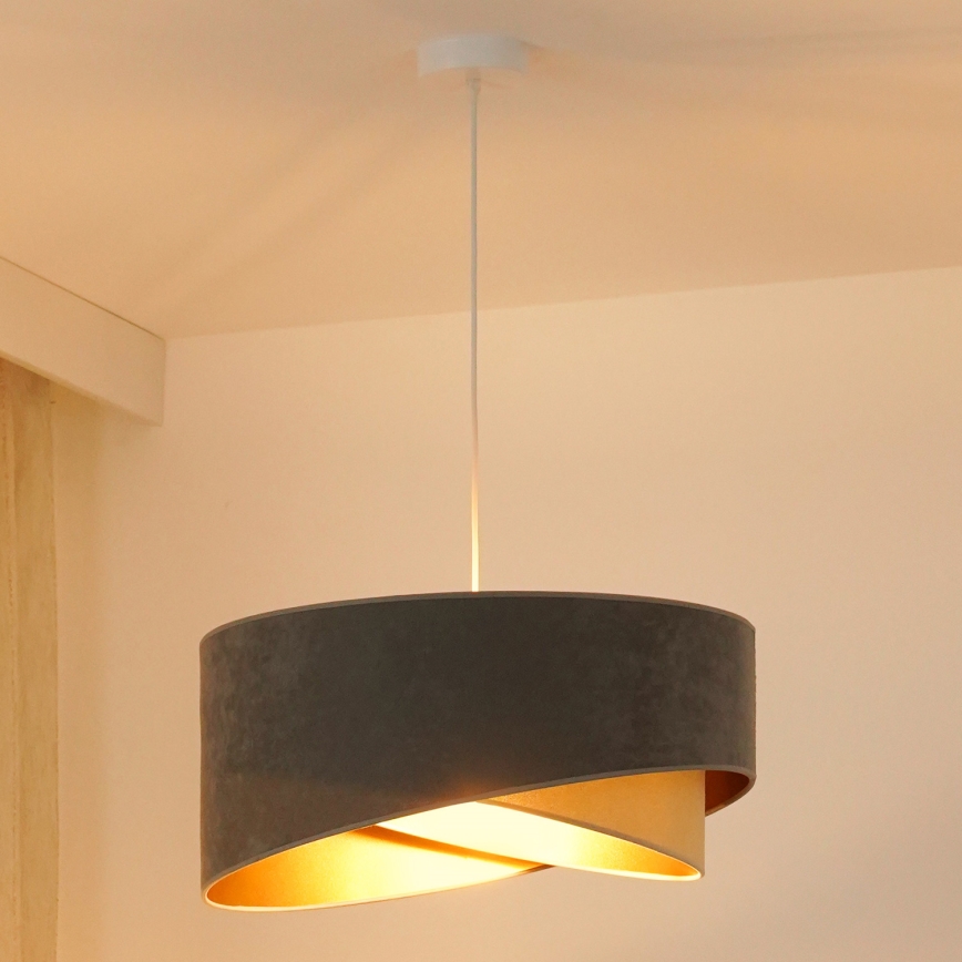 Brilagi - LED luster na sajli LYRA 1xE27/15W/230V sivo/bež/zlatna