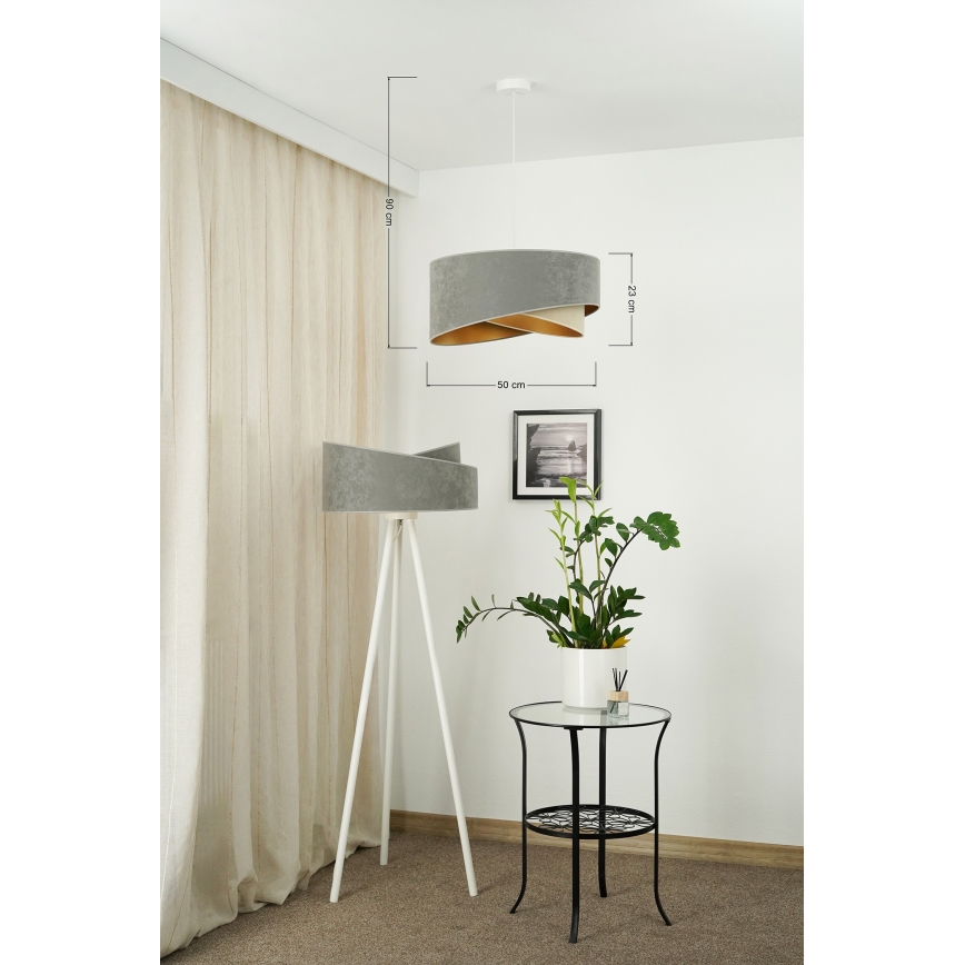 Brilagi - LED luster na sajli LYRA 1xE27/15W/230V sivo/bež/zlatna