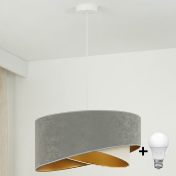 Brilagi - LED luster na sajli LYRA 1xE27/15W/230V sivo/kremasta/zlatna