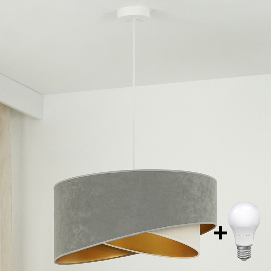 Brilagi - LED luster na sajli LYRA 1xE27/15W/230V sivo/kremasta/zlatna