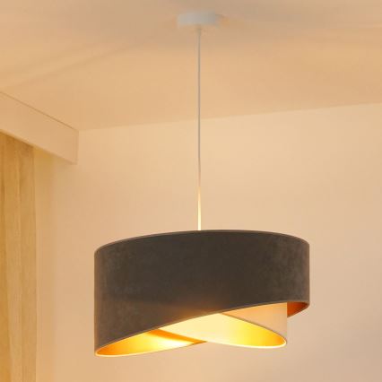 Brilagi - LED luster na sajli LYRA 1xE27/15W/230V sivo/kremasta/zlatna