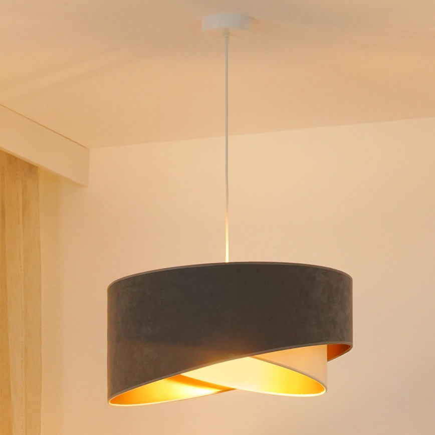 Brilagi - LED luster na sajli LYRA 1xE27/15W/230V sivo/kremasta/zlatna