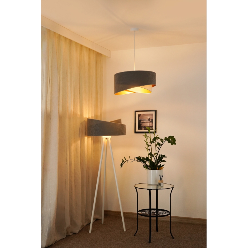Brilagi - LED luster na sajli LYRA 1xE27/15W/230V sivo/kremasta/zlatna