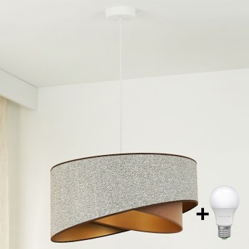 Brilagi - LED luster na sajli LYRA 1xE27/15W/230V sivo/kremasta/zlatna