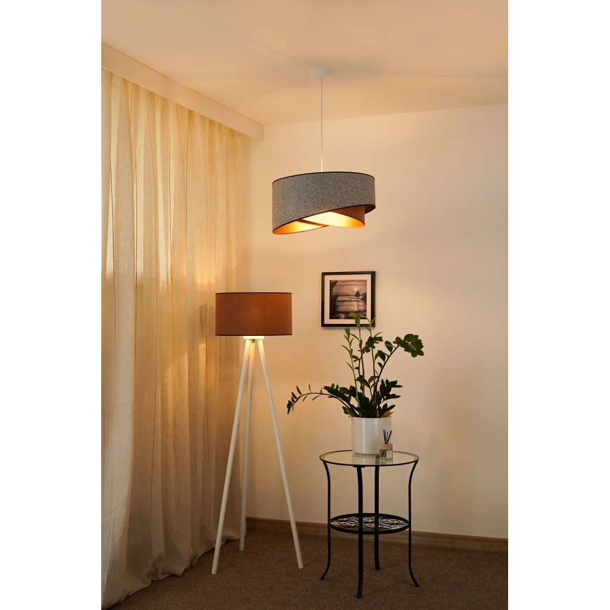 Brilagi - LED luster na sajli LYRA 1xE27/15W/230V sivo/kremasta/zlatna