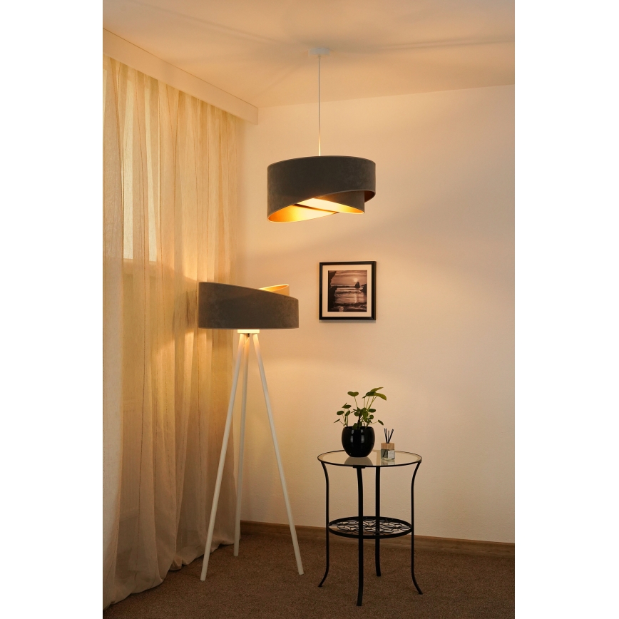 Brilagi - LED luster na sajli LYRA 1xE27/15W/230V sivo/zlatna
