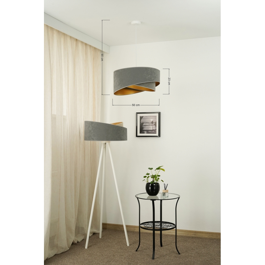 Brilagi - LED luster na sajli LYRA 1xE27/15W/230V sivo/zlatna
