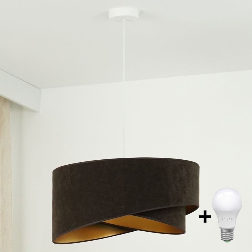 Brilagi - LED luster na sajli LYRA 1xE27/15W/230V tamno braon/zlatna