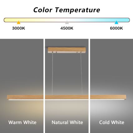 Brilagi - LED luster na sajli OAK LED/30W/230V 3000/4500/6000K hrast