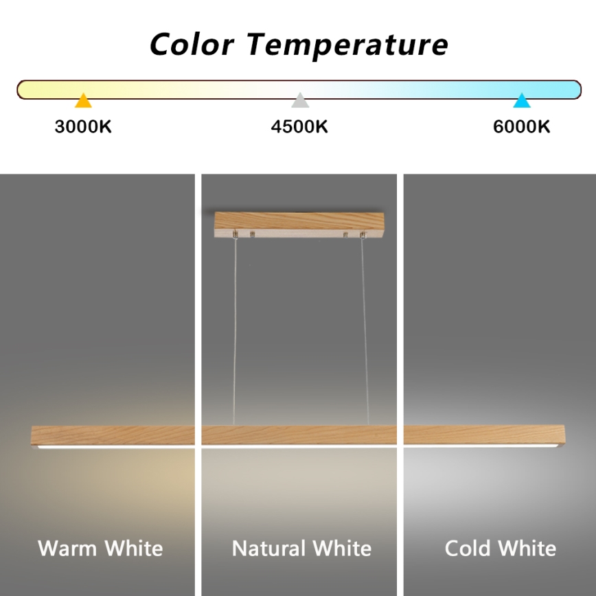 Brilagi - LED luster na sajli OAK LED/30W/230V 3000/4500/6000K hrast