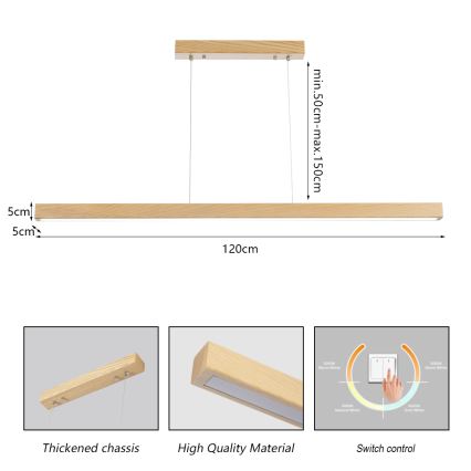 Brilagi - LED luster na sajli OAK LED/30W/230V 3000/4500/6000K hrast