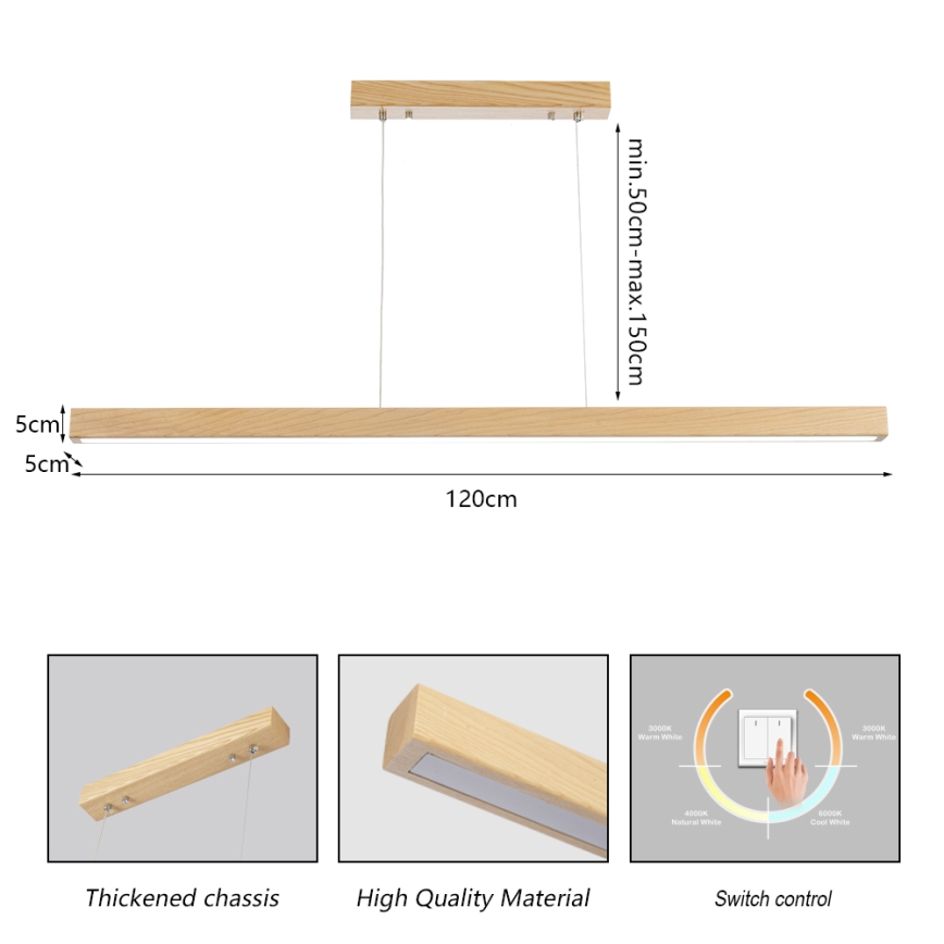 Brilagi - LED luster na sajli OAK LED/30W/230V 3000/4500/6000K hrast