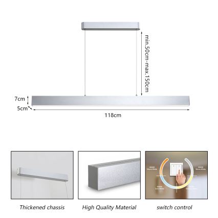 Brilagi - LED luster na sajli SLEEKLINE LED/40W/230V 3000/4500/6000K srebrno
