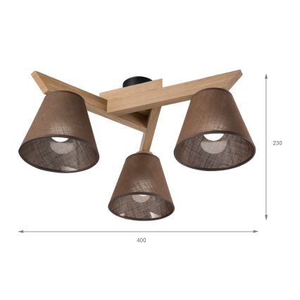 Brilagi - LED  Nadgradni luster ANTHONY 3xE14/40W/230V hrast/braon
