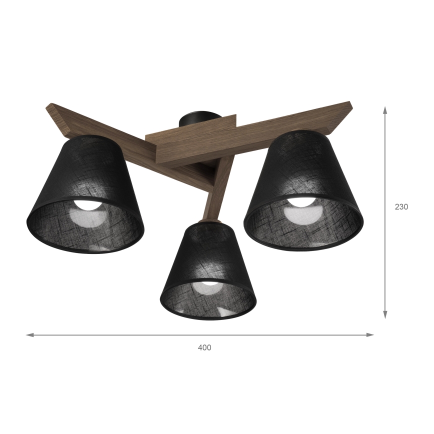 Brilagi - LED  Nadgradni luster ANTHONY 3xE14/40W/230V hrast/crno