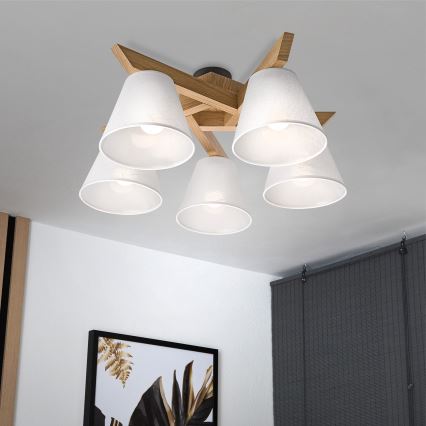 Brilagi - LED  Nadgradni luster ANTHONY 5xE14/40W/230V hrast/bela