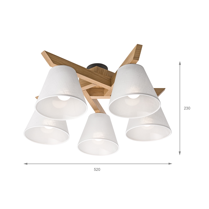 Brilagi - LED  Nadgradni luster ANTHONY 5xE14/40W/230V hrast/bela