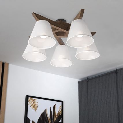 Brilagi - LED  Nadgradni luster ANTHONY 5xE14/40W/230V hrast/bela