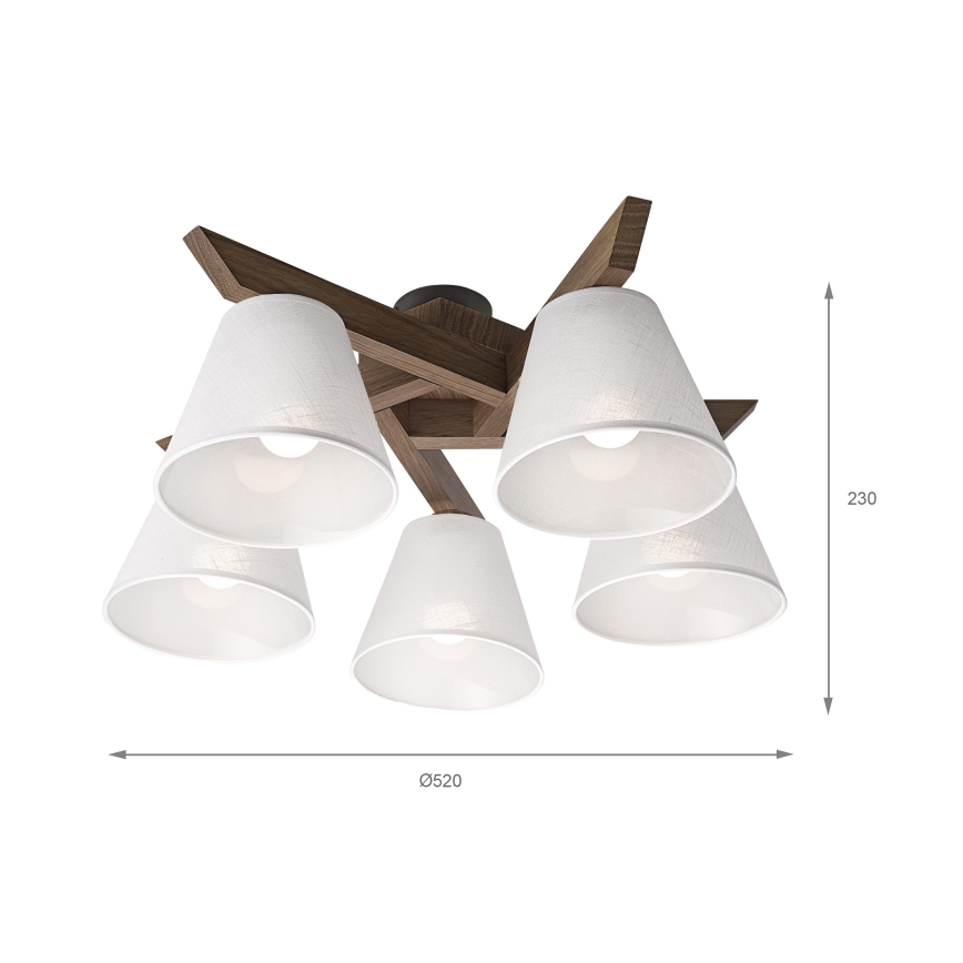 Brilagi - LED  Nadgradni luster ANTHONY 5xE14/40W/230V hrast/bela