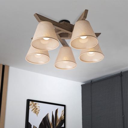 Brilagi - LED  Nadgradni luster ANTHONY 5xE14/40W/230V hrast/bež