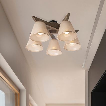Brilagi - LED  Nadgradni luster ANTHONY 5xE14/40W/230V hrast/bež