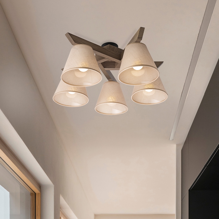 Brilagi - LED  Nadgradni luster ANTHONY 5xE14/40W/230V hrast/bež