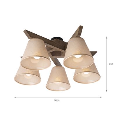 Brilagi - LED  Nadgradni luster ANTHONY 5xE14/40W/230V hrast/bež